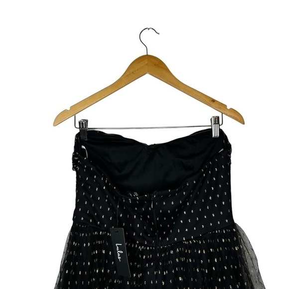 Lulu’s Destined for Dancing Black Polka Dot Mesh Strapless Mini Dress Medium - Picture 13 of 16